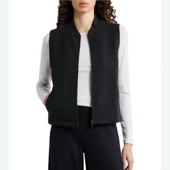 Eileen Fisher Jackets & Blazers - EILEEN FISHER Organic Cotton Blend Vest in Black Size L